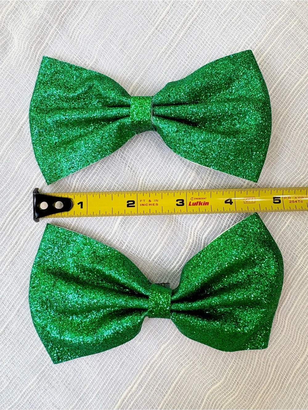 Kelly Green Glitter Hair Bow Clips Set of 2 Handmade Large Bows